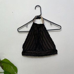 Kikiriki NY Open Back Lace Halter Crop Top